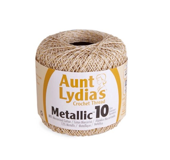 Aunt Lydia's Crochet Thread Metallic Natural Gold Size 10