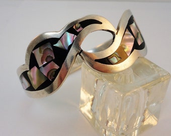 50s Mexico 925 Sterling/Abalone inlay Bracelet