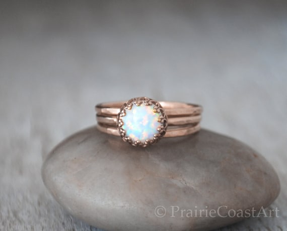 Rose Gold Opal Ring Set in 14k Rose Gold-Filled Opal Ring