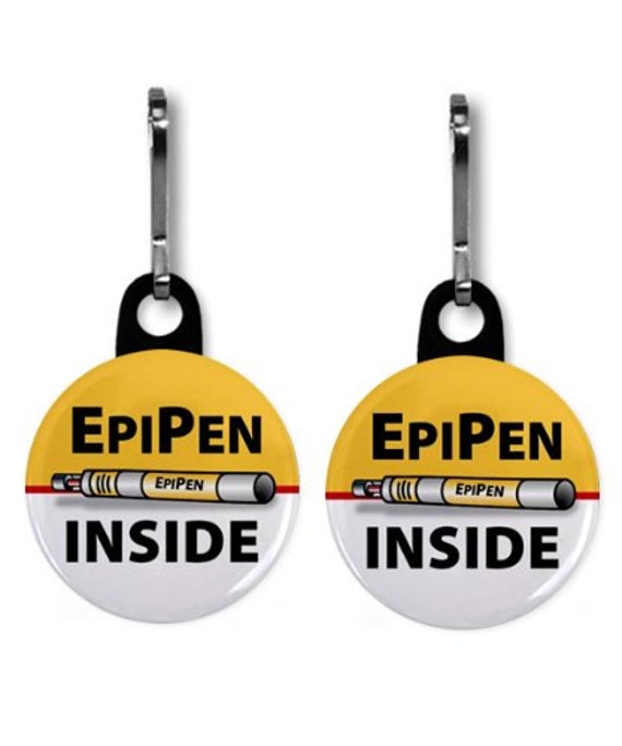 EpiPen Inside Medical Alert Warning 2Pack of Zipper Pull