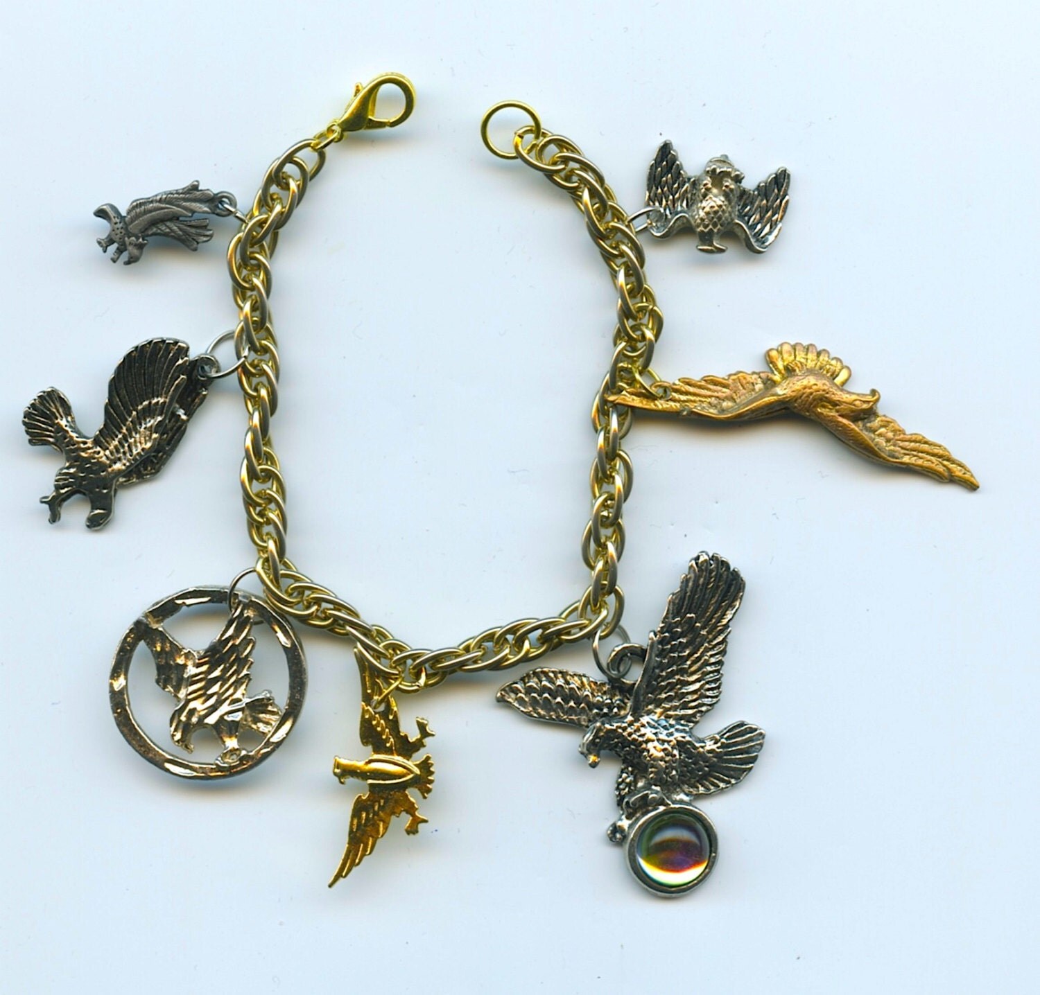 American Eagle Theme Charm Bracelet Made With Flea Market