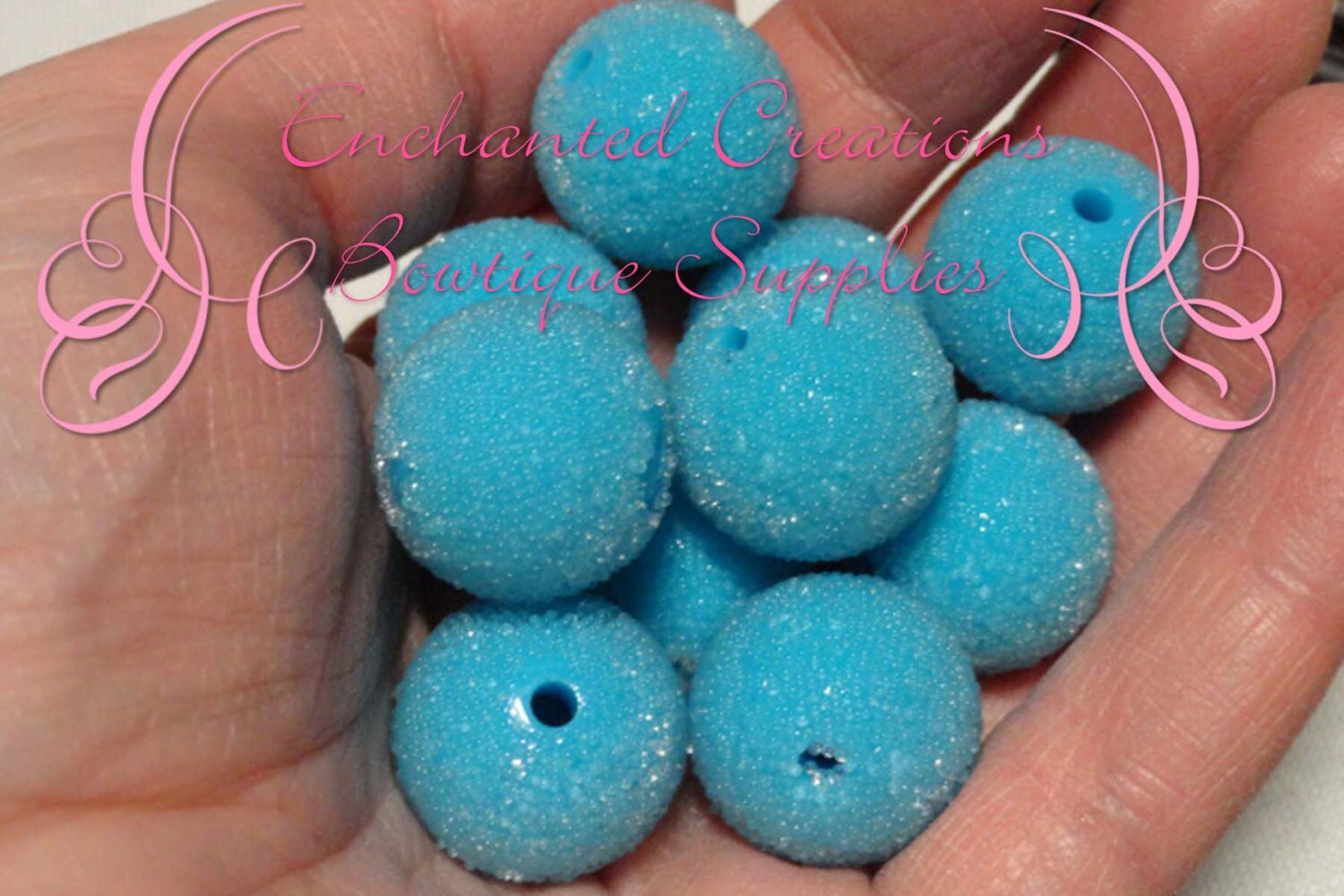 20mm Blue Sugar Beads 10pcs Coated Bead Chunky Bead
