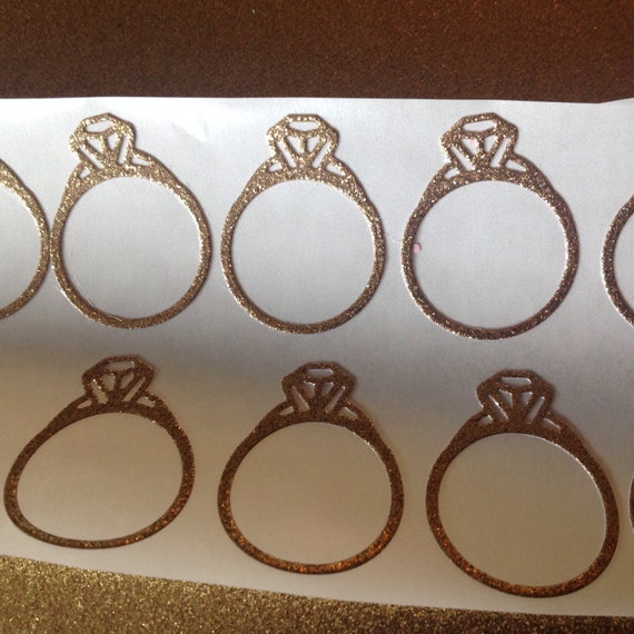 Gold Bling Bling Ring Stickers 20 pc Bridal Shower Stickers