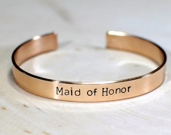 Bronze Wedding Cuff Bracelet for the Maid of Honor - BR696