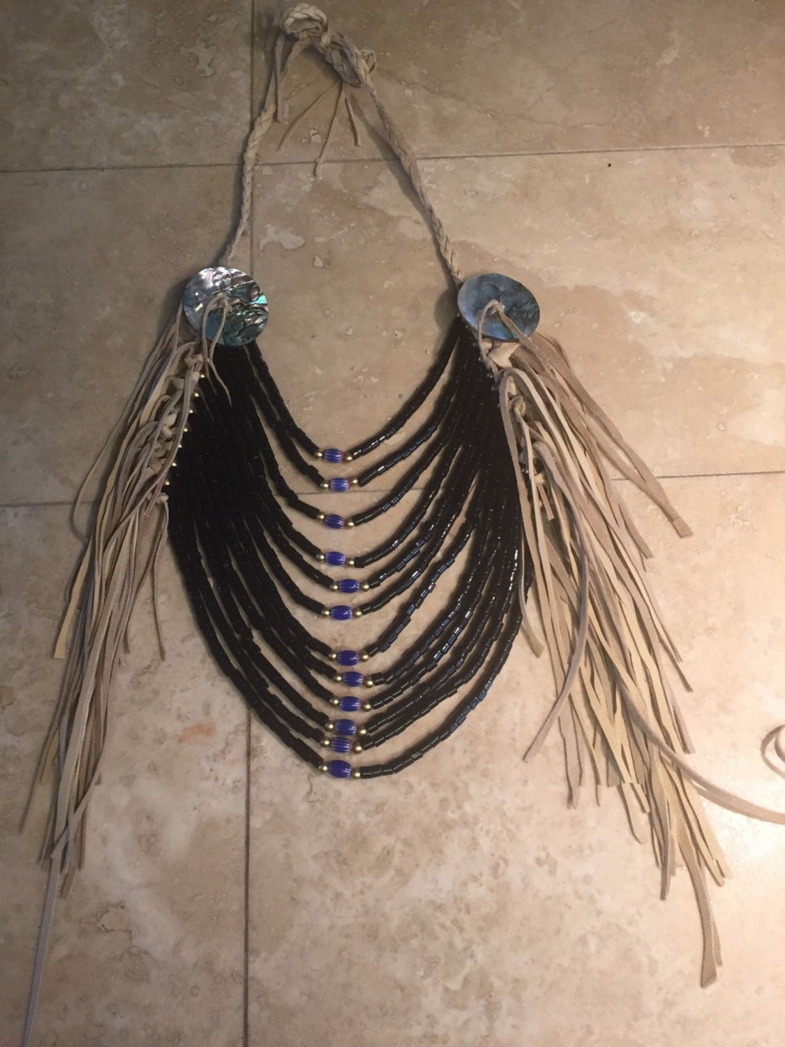 Native American Made Loop Necklace Breastplate Crow Style