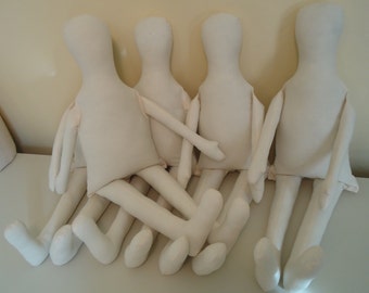 Primitive Unfinished Lot of 5 Cloth Rag Doll Bodies-Santa doll forms for crafting doll making supply katiesdolls