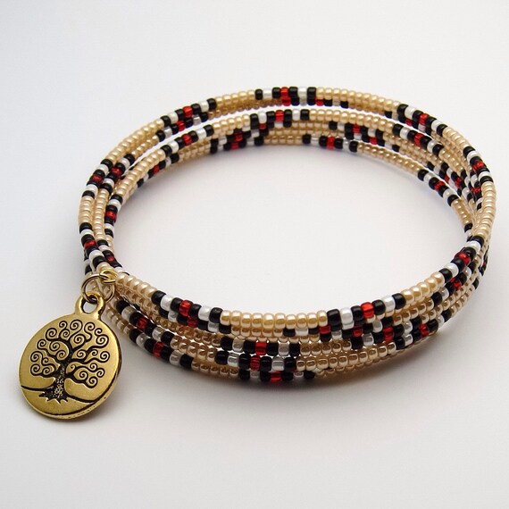 Memory wire bracelet coil bracelet wrap by PembrokeBeadwork