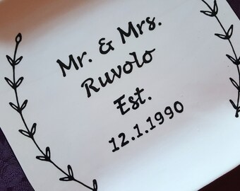 Wedding Cake Plate- Wedding gift for bride and groom- Wedding Keepsake- personalized plate- Anniversary gift- wedding gift- Established