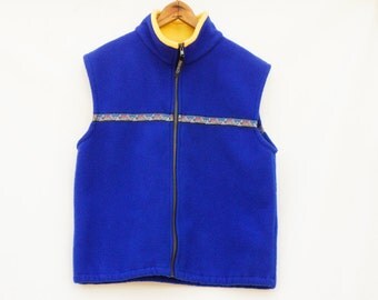 Vintage 90s Fleece Vest Kelly Sport Westcoast Wear Made in Canada Athletic Hiking Camping Tribal Hippie
