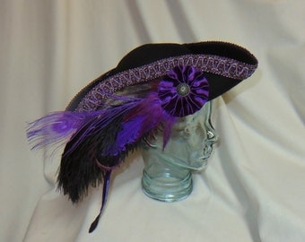 Dick Turpin Tricorn Hat Black Felt Pirate Costume Accessory main image 1