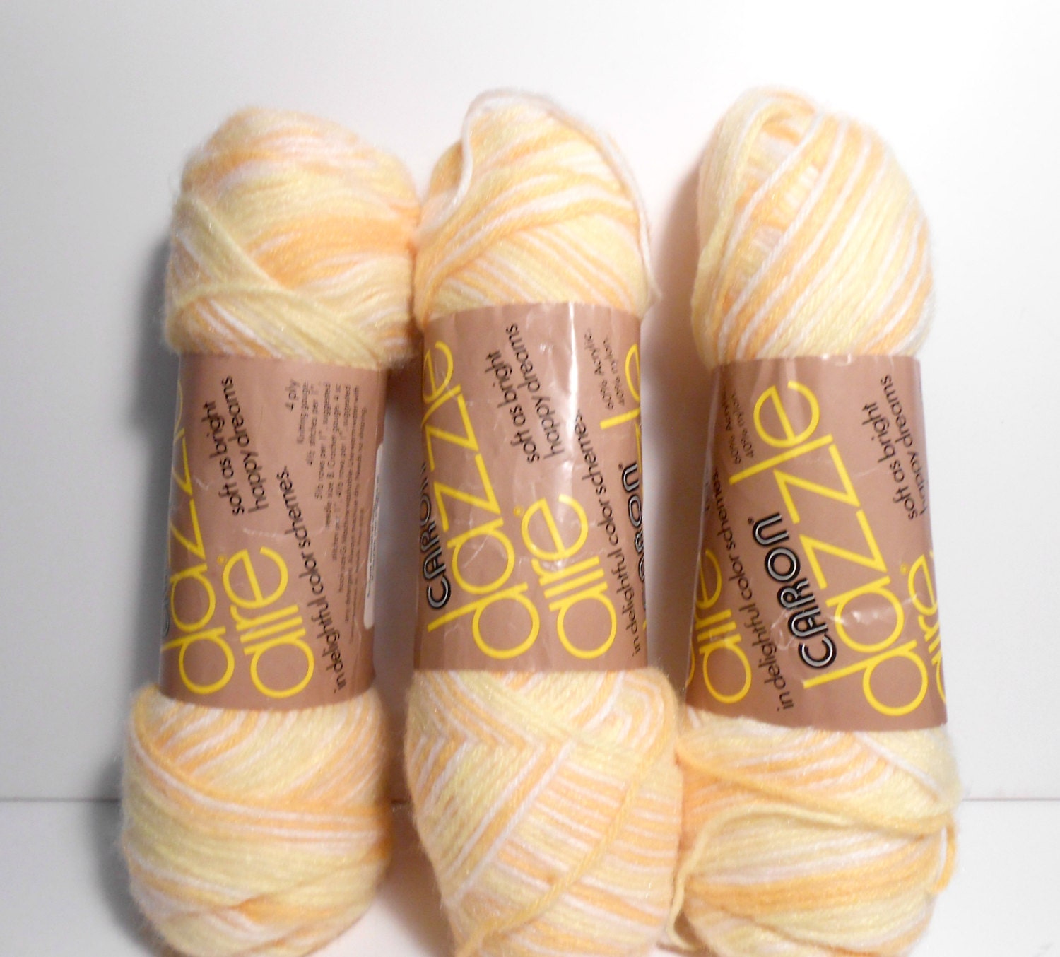 Lemon Variegated Yarn Yellow Yarn Destash Yarn Caron Dazzle