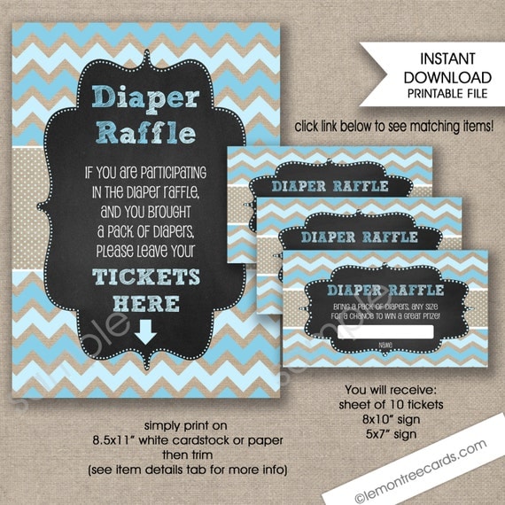 Baby Shower Raffle tickets and sign rustic blue burlap baby Baby Shower Raffle tickets and sign rustic blue burlap baby
