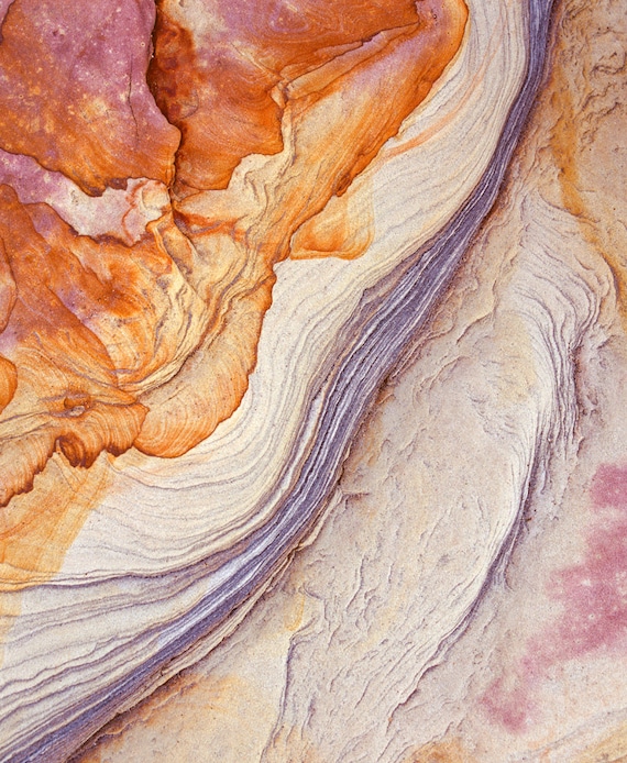 Geology art on canvas with abstract shapes and geological hues