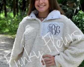 SALE Sherpa Pullover, Monogrammed Pullover, Monogrammed, Fall Outift, Monogrammed Jacket, Monogrammed Fleece