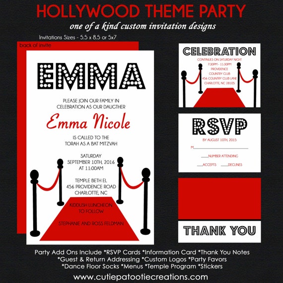 Hollywood Bat Mitzvah Invitation - Red Carpet Event - Rsvp ...