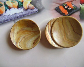 Dollshouse food 12th scale, 1 large plate olive wood imitation in polymer clay miniatures dolls house