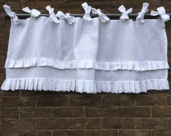 Tie up Lace Curtains White French Curtains Shabby Chic Hand