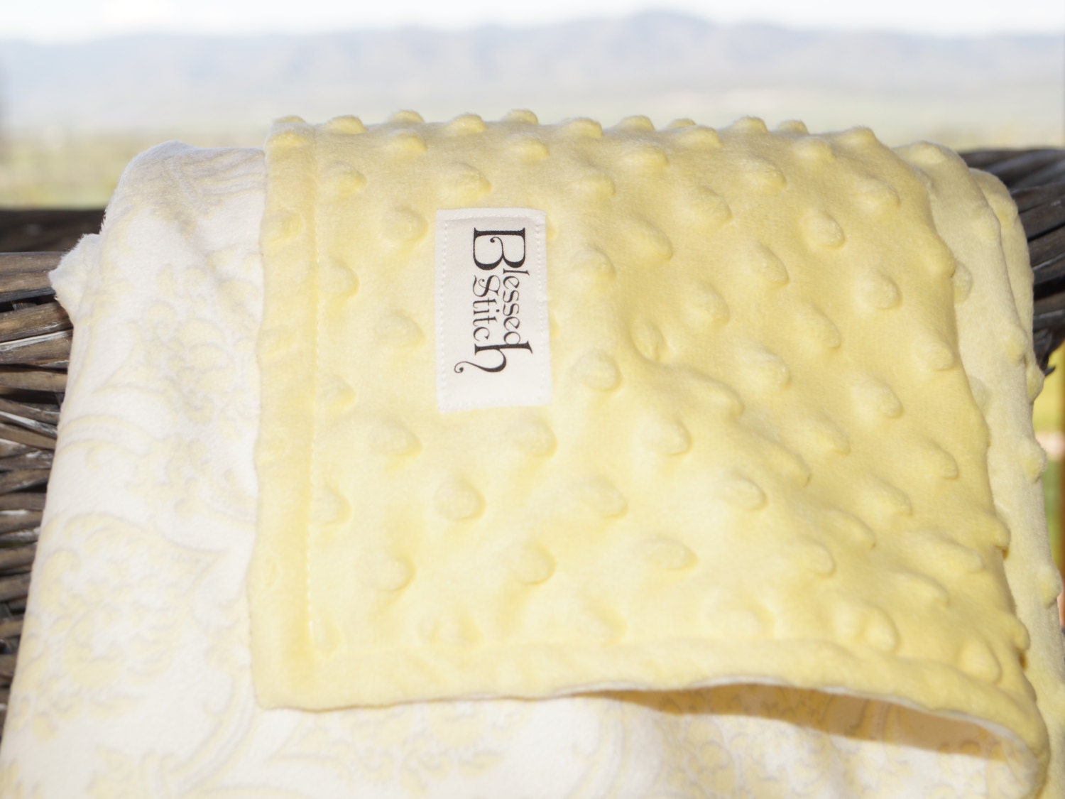 Super Soft Baby Blanket Pale Yellow Dot Minky Fleece Baby