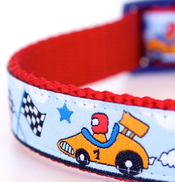 Race Cars Dog Collar Adjustable Ribbon Pet Collar Auto Dog