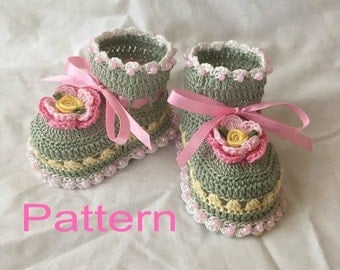 Crocheted Baby Booties Pattern PDF Springtime Baby Booties Original Design