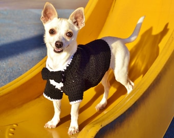 Wedding Tuxedo for Dogs, Tuxedo Dog Sweater, Crochet Tuxedo Sweater, Black Tuxedo for Dogs