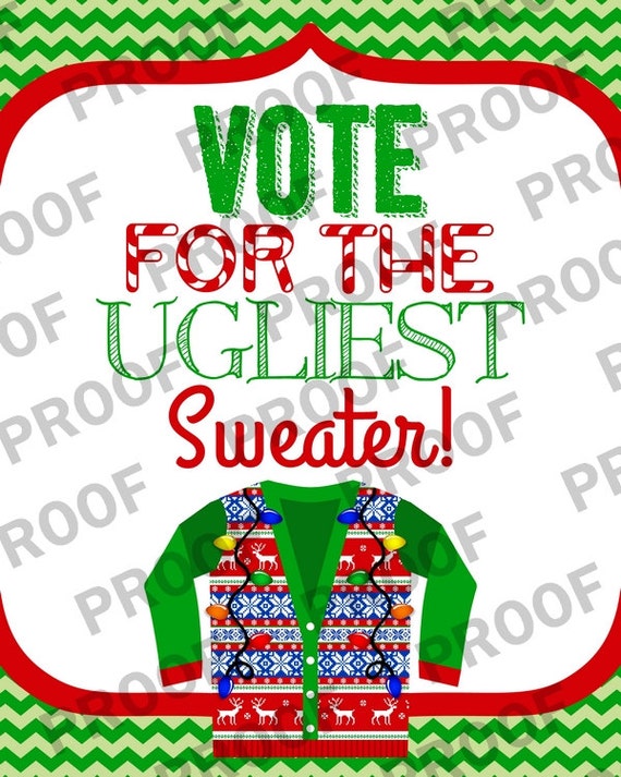 16x20 Ugly Sweater Party Voting Sign DIY INSTANT DOWNLOAD