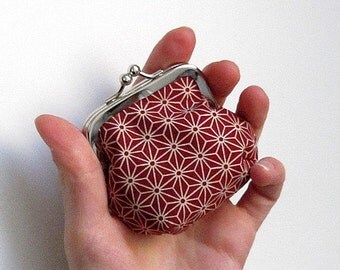 Petit Porte-monnaie en tissu origami bordeaux japonais