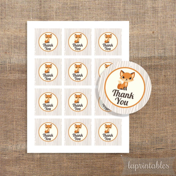 fox printable favor tags woodland animal printable by laprintables