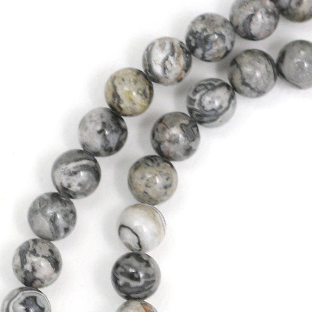 Silver Crazy Lace Agate Beads 6mm Round