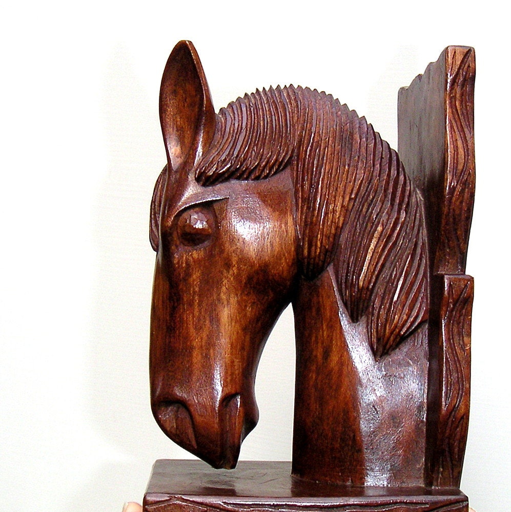 wooden horse bookends