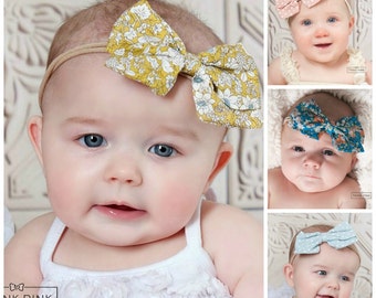Newborn Headband SET, Baby headbands, skinny nylon headband, Big Bow headband,Baby girl Headband, Baby hair bows,Infant headband, small bows