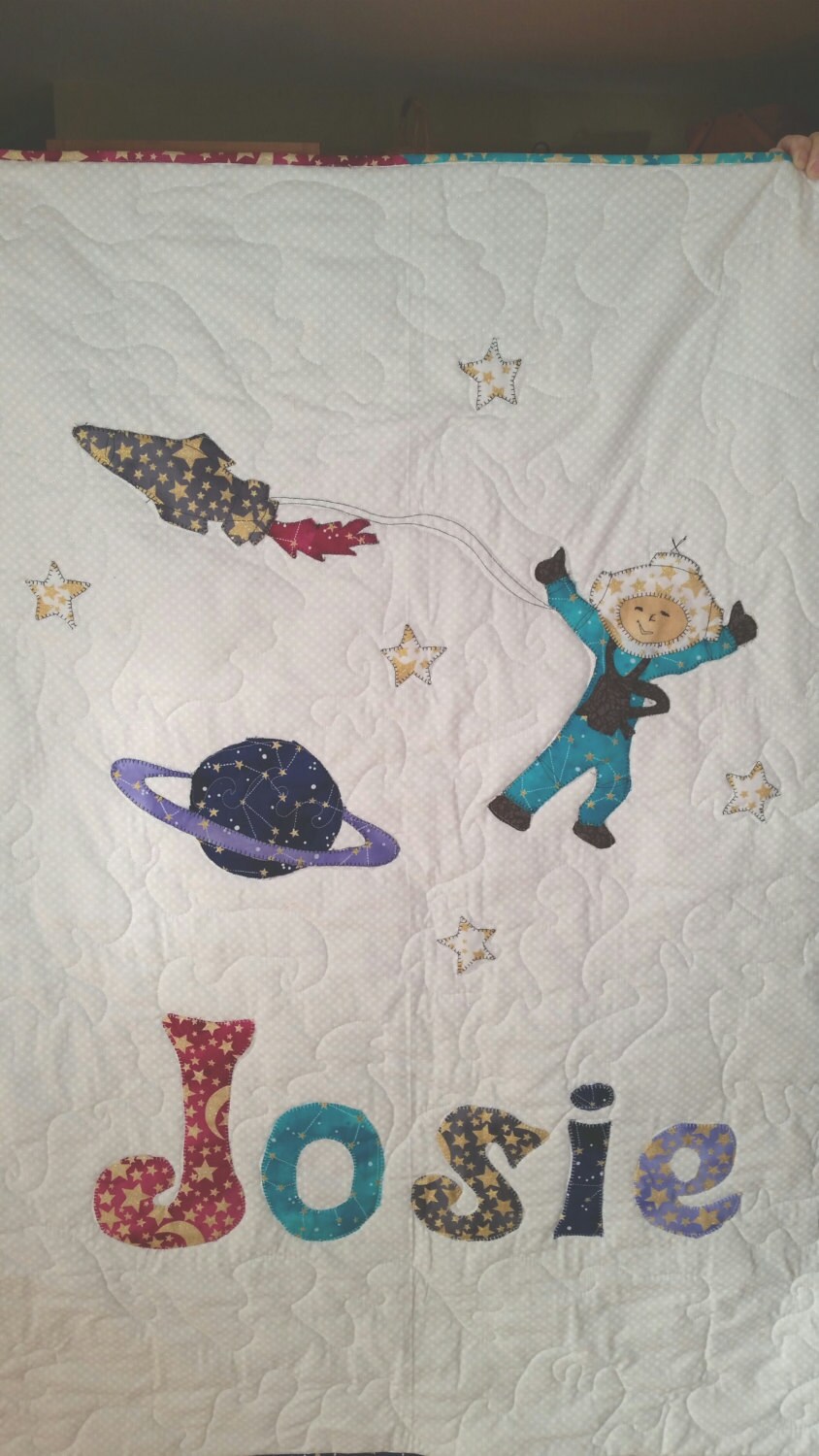Personalized Quilt Outer Space Baby Bedding Hot Air