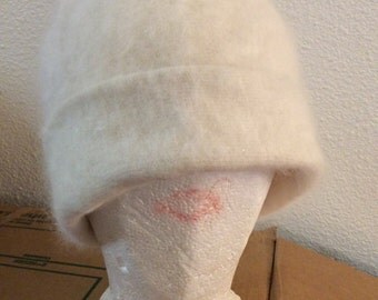 Angora hat soft adjustable/Rare 70% angora!/winter/warm covers ears/hard to find