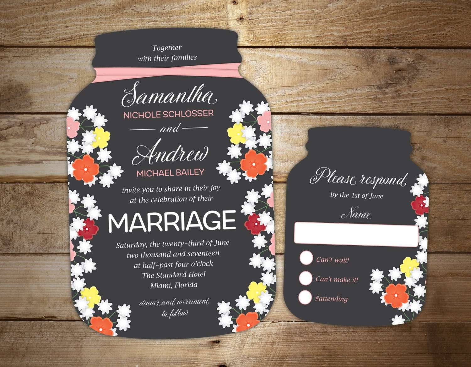 Mason Jar Shaped Wedding Invitations 3