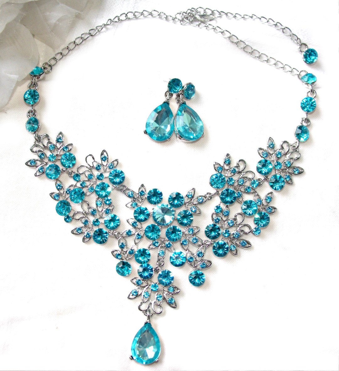 Wedding blue jewelry blue jewelry set blue earrings by crisana01