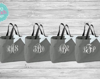Bridesmaid Totes , Bridesmaid Gifts, Bridal Party Totes, Charcoal Totes, Gray Totes, Bridal Party Gift, Bridesmaid Tote Bag,