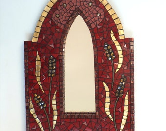 Mosaic Mirror, Red and Gold Mirror