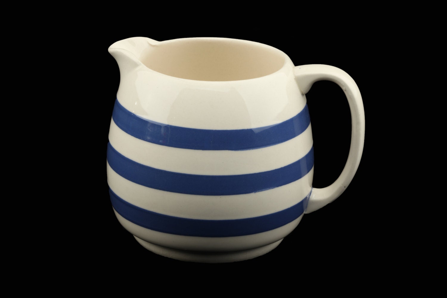 Blue and White Striped Jug.. Made in England.. by fcollectables
