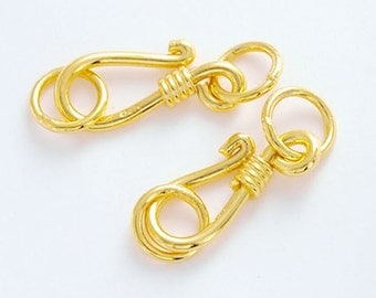 4 of 925 Sterling Silver 24k Gold Vermeil Style Clasps 14.5 mm. :vm0034