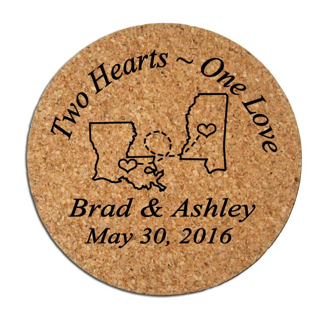 Wedding Favor Coasters Personalized Round Cork Drink Coasters