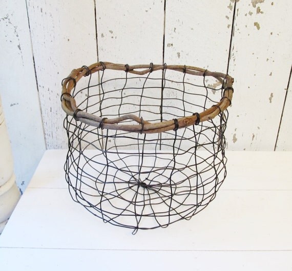 Wire Art Basket Handmade Nature Inspired With Vine Top