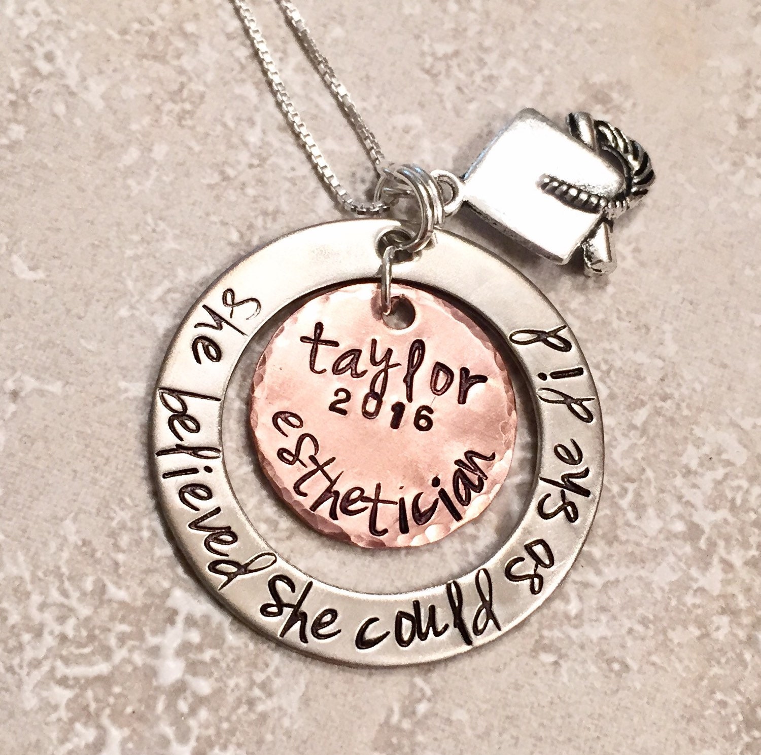 Personalized Graduation Necklace High School by natashaaloha