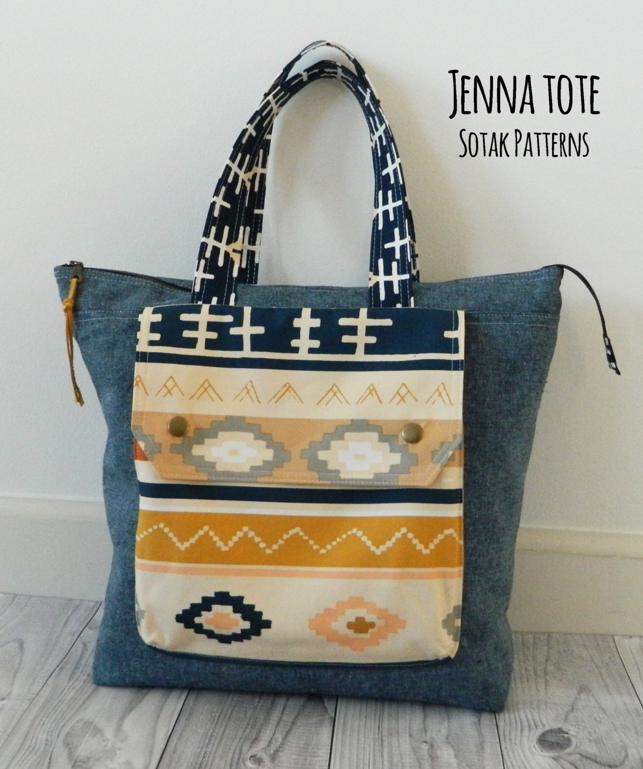 Jenna Tote Bag PDF sewing pattern instant download zipper