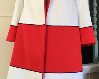 Vtg 60s Lilli Ann swing coat colour block S/M