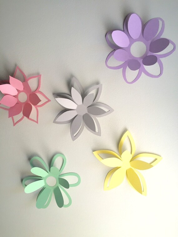 3d Paper Wall Flowers Paper Wall Decals Nursery by SimplyNesting