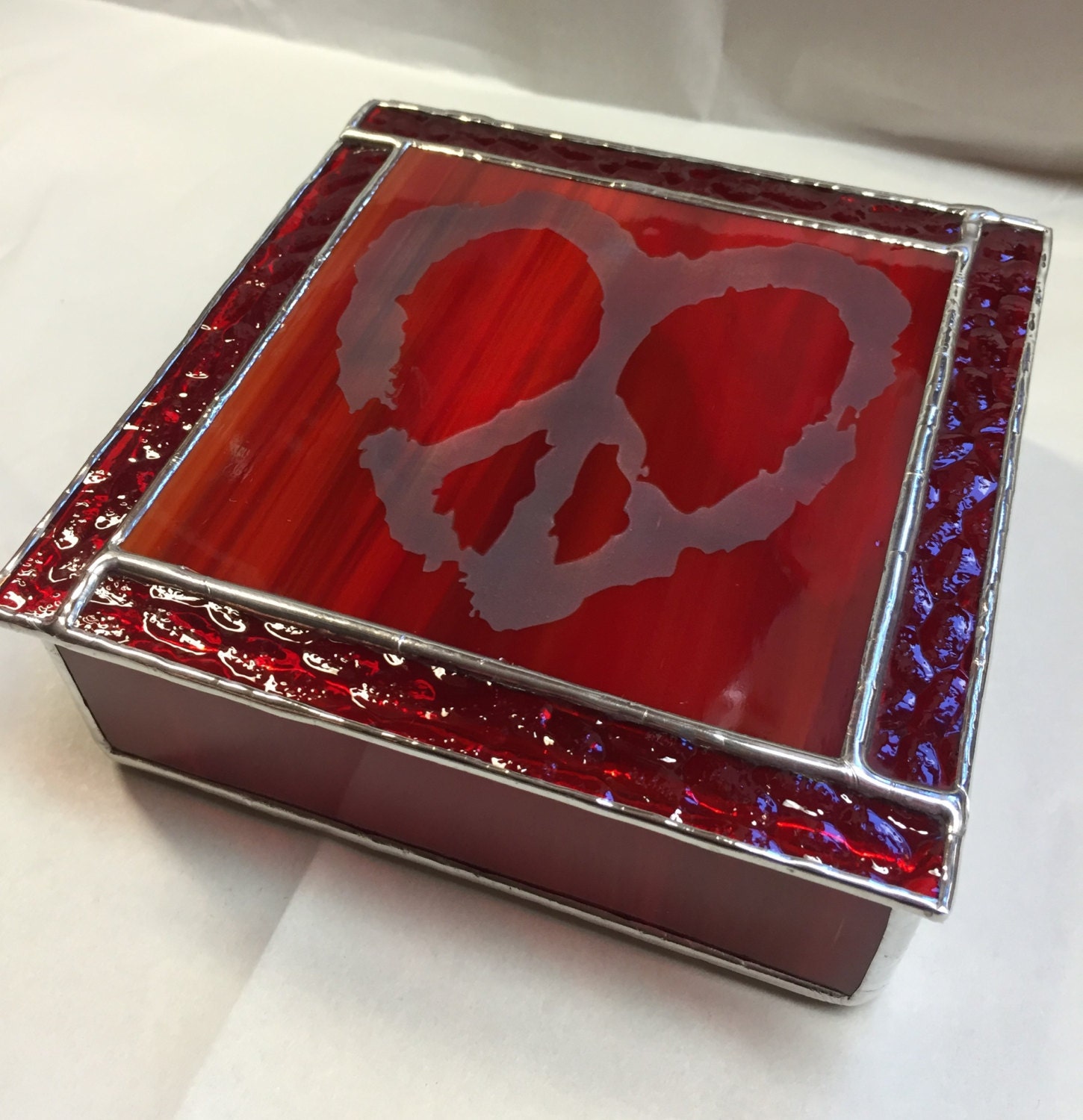 Contemporary Stained Glass Jewelry Box Keepsake Box Heart
