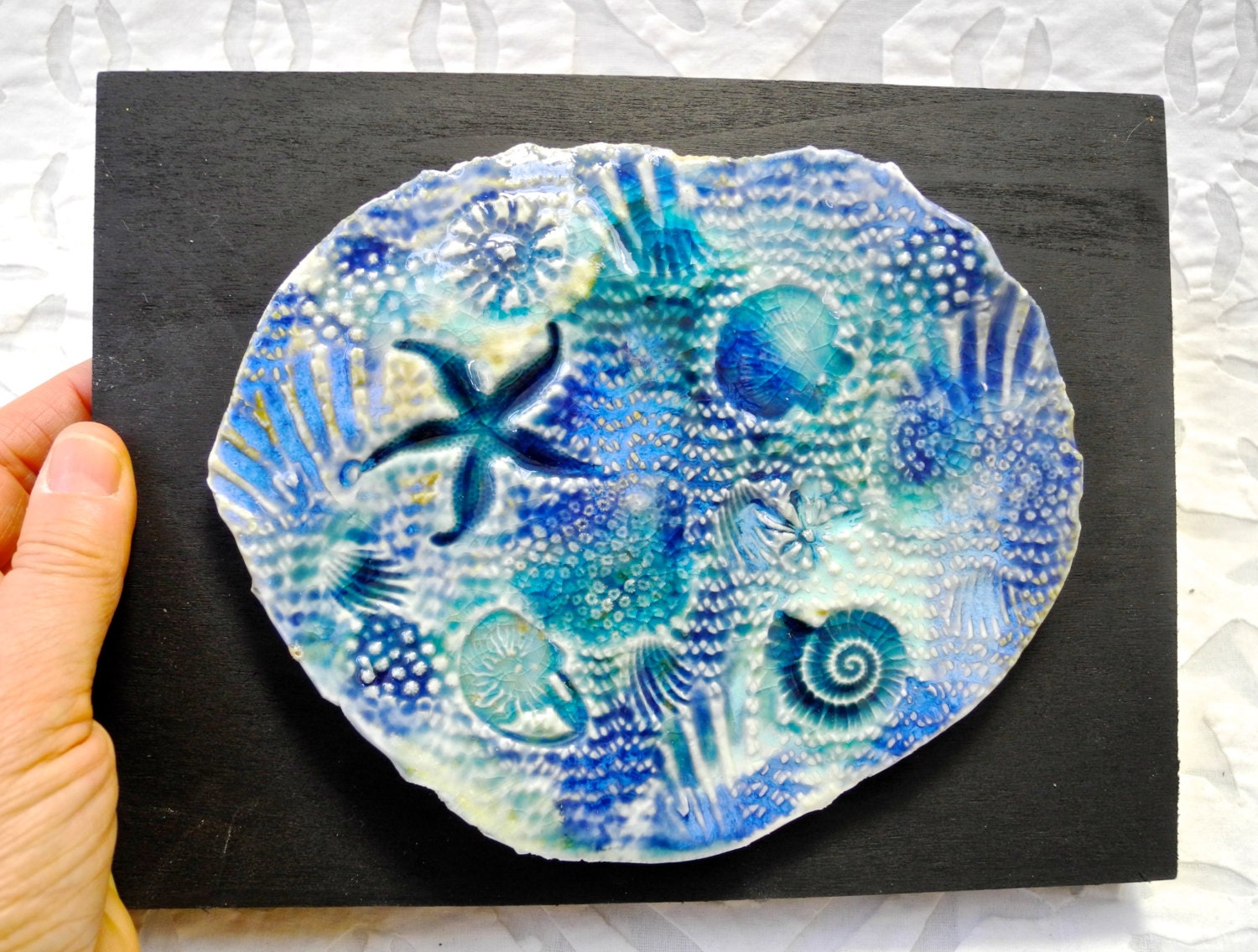 Ocean Art Beach Fossil Ceramic Wall Art Ocean by Clayshapes