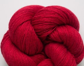 Lust Red Silk Cashmere Lace Weight Recycled Yarn, SCH00131