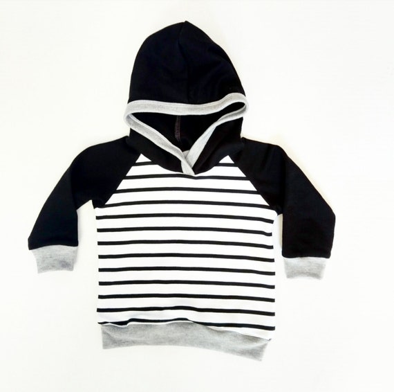 Items similar to Black & White Stripe Hoodie Children on Etsy