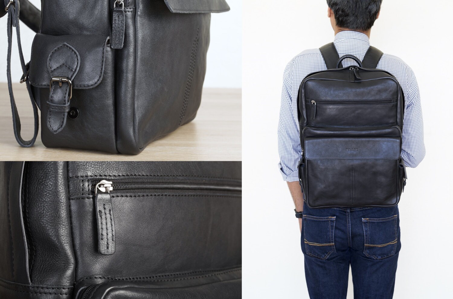 Mens leather backpack black backpack men by TheLeatherExpert